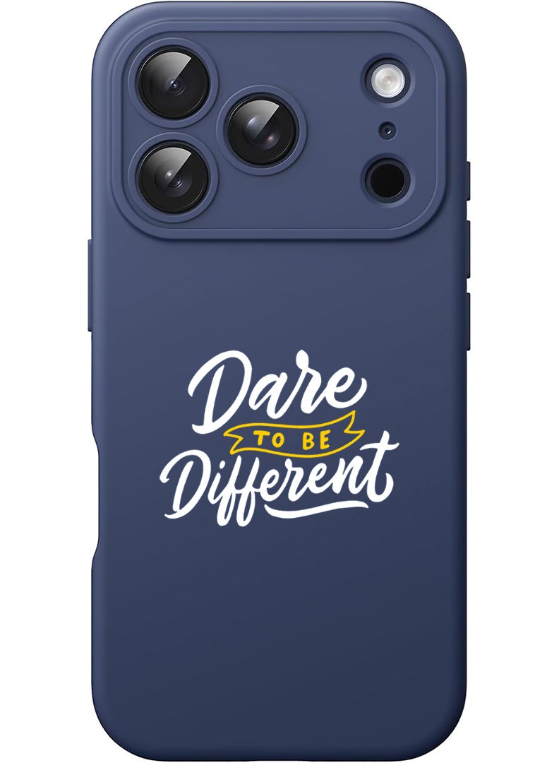 Theodor Protective Slim Fit Case Liquid Silicone Cover with Full Body Protection Anti-Scratch Shockproof Case For Apple iPhone 17 Pro Max (Blue) dare to be different - Whie - Image 1