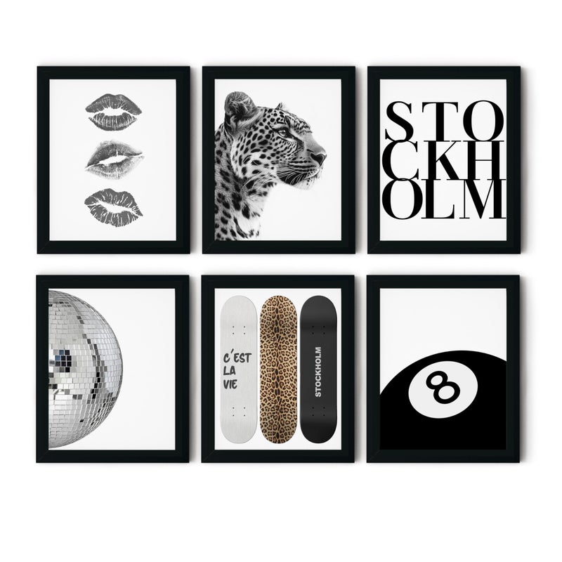 TwoDays Stockholm Style Room Decor for Women Chic Trendy Wall Art for Living Room Aesthetic Luxury Fashion Posters for Home Bedroom Apartment Dorm 8 X 10 Set of 6 Black Framed - Image 2