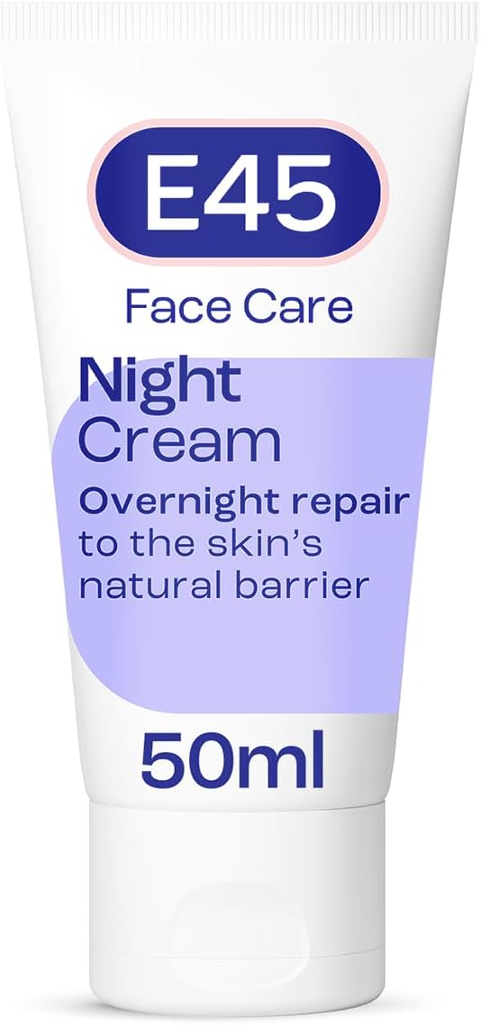 E45 Face Night Cream Nourishing Night Moisturiser to Restore Skin Barrier For Sensitive Skin Eczema Prone Skin Regenerative Firming Night Cream Perfume Free Dermatologist Approved 50ml