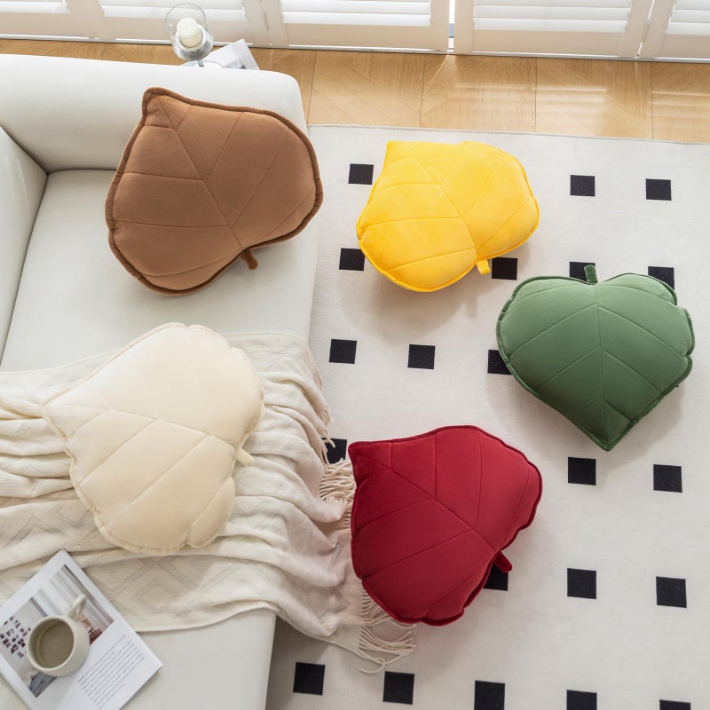 Teieas Leaf Throw Pillows Cute Novelty Plant Plush Cushion Backrest Pillow Home Decoration for Car, Bedroom, Sofa, Couch, Living Room, 19.7in/50CM - Image 5
