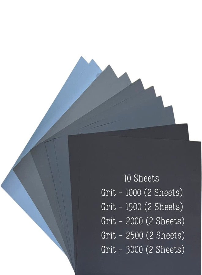 Color Zebra® Water Proof SAND PAPER GRIT SIZE -1000,1500, 2000, 2500, 3000 | Pack of 10 Sheets of Water Proof Latex Silicon Carbide sanding paper (2pcs each Grit) Paper Size - 23 cm X 28cm - Image 2