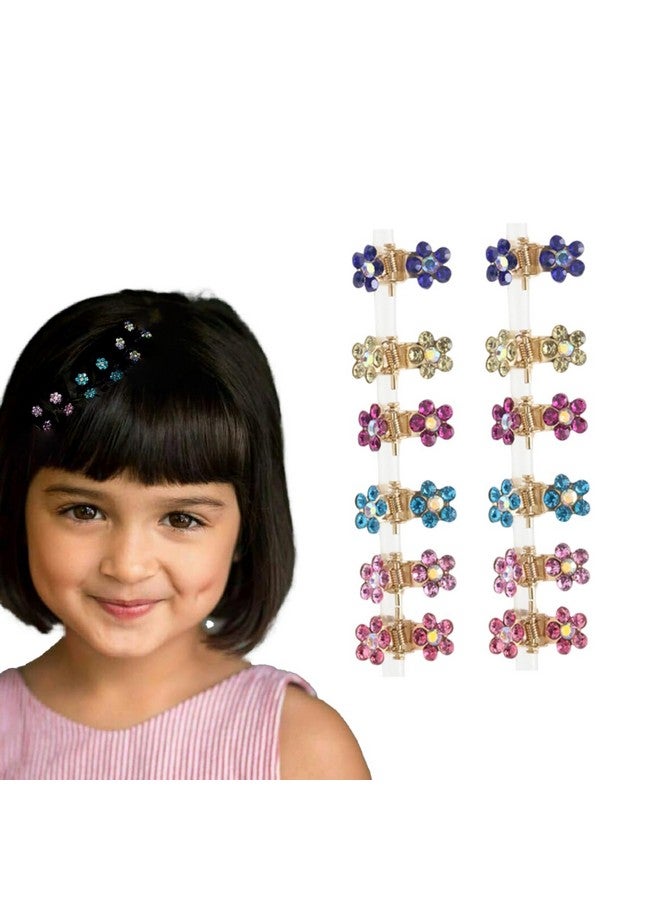 Diversa Mini Claw Clips, Non-Slip Hair Clips, Jaw Clips, Rhinestone Metal Small Clips for Baby Girls, Flower Hair Accessories, Mini Clutcher, Pack of 10 Pcs, Multicolor - Image 1
