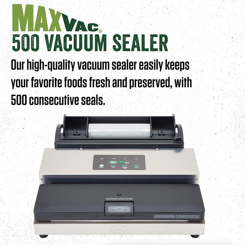 LEM Products MaxVac 500 Aluminum Vacuum Sealer with Removable Bag Holder and Cutter Silver and Black - Image 2