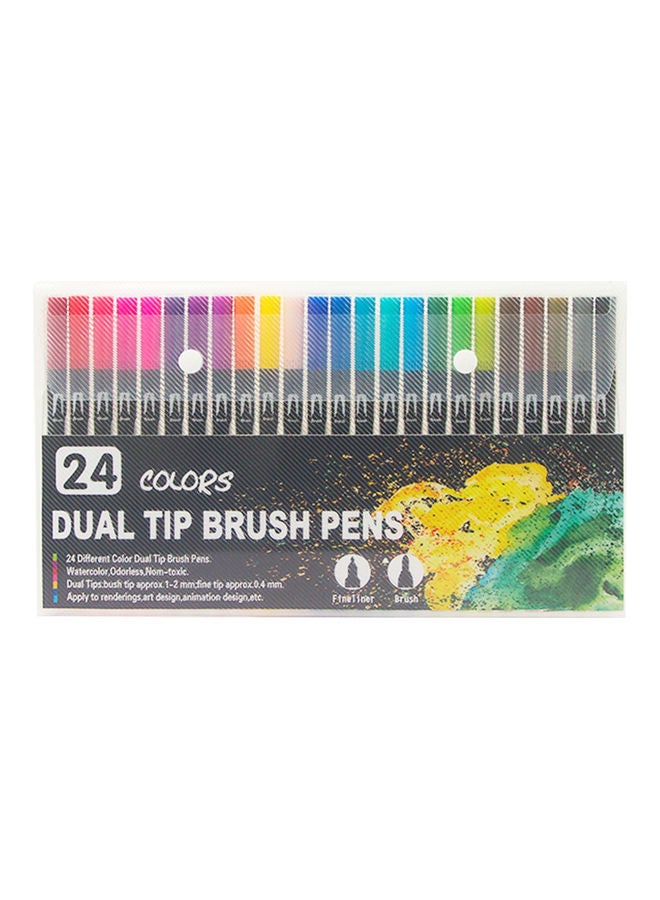 NIBEMINENT 24-Colors Dual Tip Brush Pens Art Markers Set and Fine Tips Colored for Children Multicolor - Image 2