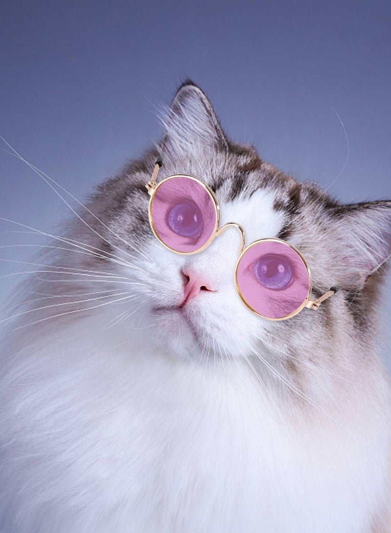 A.M Cat Dog Sunglasses Funny Pet Glasses Round Metal Cat Classic Retro Sunglasses Pet Hippie Cute Dog Cat Cosplay Party Costume Photo Props - Image 3