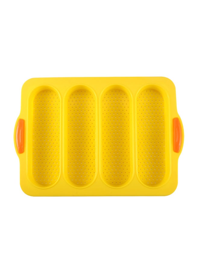 Generic - Custom Baking Tools Silicone Dinner Plate 4 Slot Hole Rectangular Baguette Mold Baking Tools-Color:Yellow - Image 1
