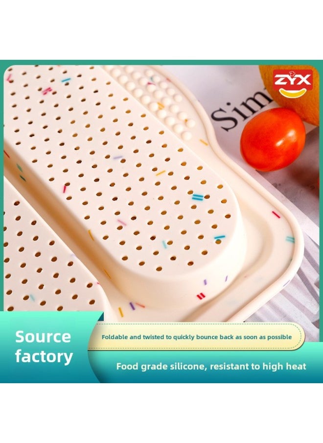 Generic - Custom Baking Tools Silicone Dinner Plate 4 Slot Hole Rectangular Baguette Mold Baking Tools-Color:Yellow - Image 1