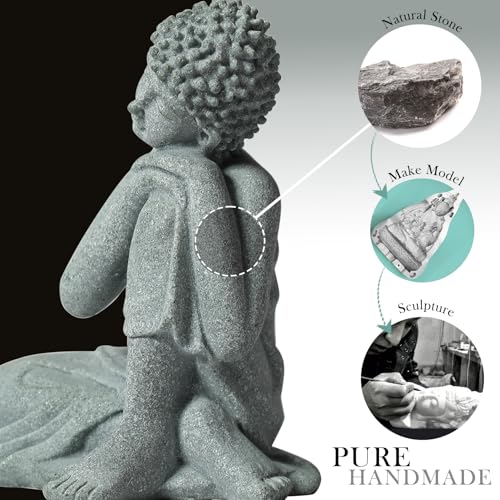 FENGSHUI-CAISHEN Little Buddha Statue for Home - Handmade Stone Meditation Sitting Buddha Figurine, Buddah, Buda, Budda, Baby Buddha Statue Indoor/Outdoor, Buddha Decor & Gifts, Buddhas, Buddha Sculpture - Image 5