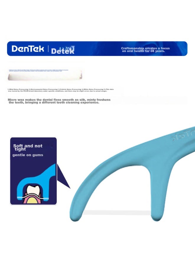 Dentek Dental Floss Picks, 150 Count, Flat Floss Sticks, Ultra-thin, Adult Toothpicks, Portable Box, Fluoride-infused, Mint Flavor - Image 5
