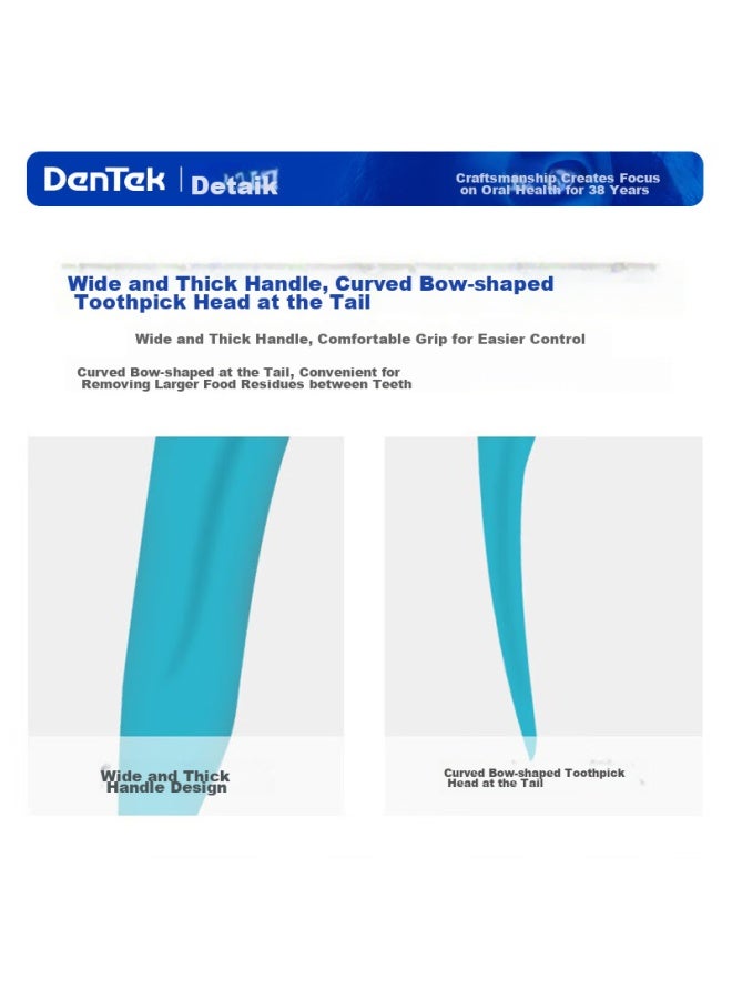 Dentek Dental Floss Picks, 150 Count, Flat Floss Sticks, Ultra-thin, Adult Toothpicks, Portable Box, Fluoride-infused, Mint Flavor - Image 3