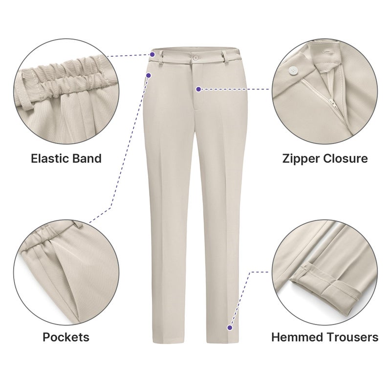 TRONSTORE Women's Suiting Pants Suits for Women Dressy Double-Breasted Blazer Business Casual Outfits-Apricot-XL - Image 3