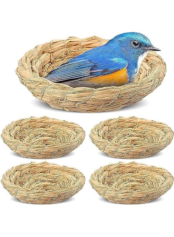 RYNX 4  Bird Nest Handmade Breeding Nest Woven Flat Base Bird Nest Hatch House Cage Bird Cage Accessories Animal Bed House for Dove eon Parrot Hamster Gerbil Chinchillas - Image 1