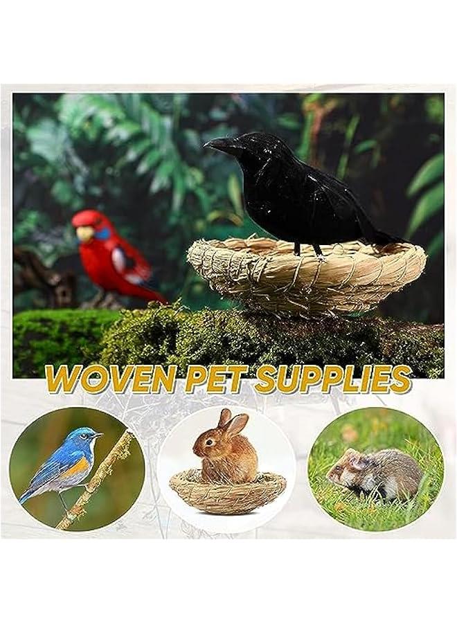 RYNX 4  Bird Nest Handmade Breeding Nest Woven Flat Base Bird Nest Hatch House Cage Bird Cage Accessories Animal Bed House for Dove eon Parrot Hamster Gerbil Chinchillas - Image 2