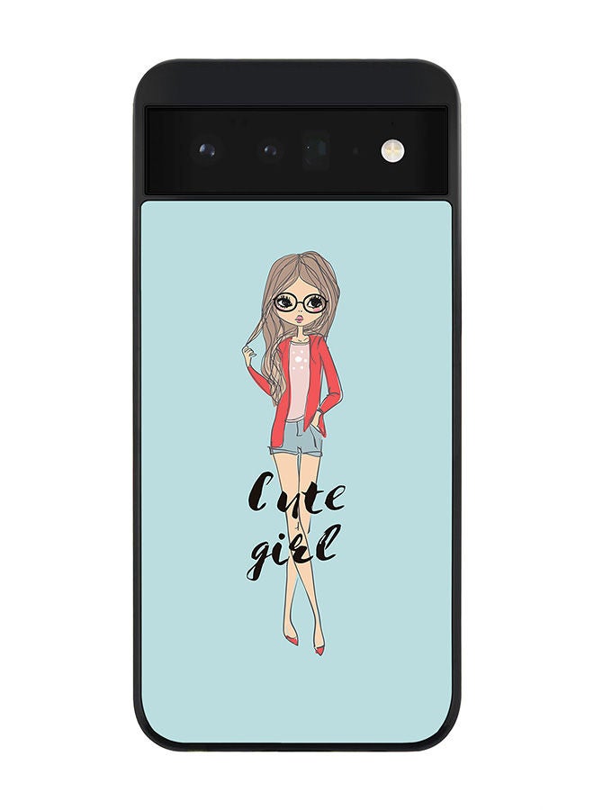 Stylizedd Rugged Black edge case for Google Pixel 6 5G Slim fit Soft Case Flexible Rubber Edges Anti Drop TPU Gel Thin Cover - Dreamer Cute Girl - Image 1