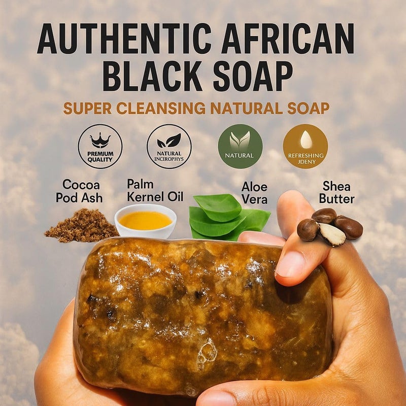 Suplox Raw natural authentic organic African black soap bar for acne and dark spots face and body ghana black african soap scented with mint - Image 3