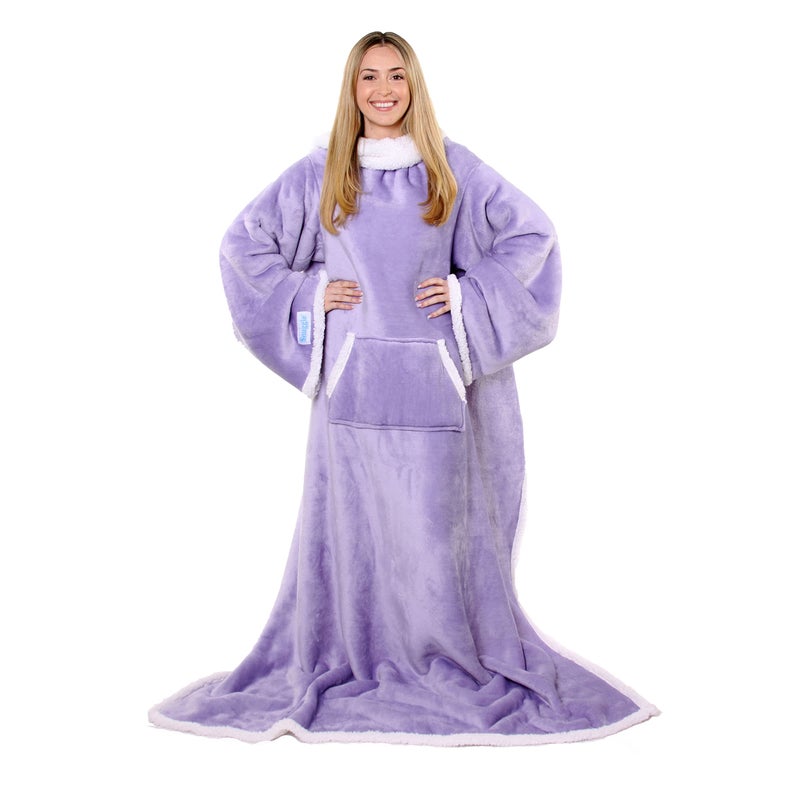Snuggie The Original Wearable Blanket With Sleeves & Pockets | Sherpa, Cozy Oversized Throw for Adult Men & Women, Machine Washable, Great Gift for Holidays, As Seen on TV | One Size, Lilac, 71 x 54 - Image 1