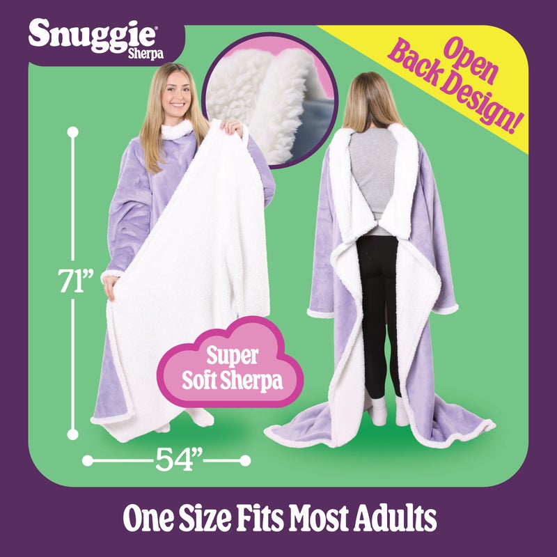 Snuggie The Original Wearable Blanket With Sleeves & Pockets | Sherpa, Cozy Oversized Throw for Adult Men & Women, Machine Washable, Great Gift for Holidays, As Seen on TV | One Size, Lilac, 71 x 54 - Image 5