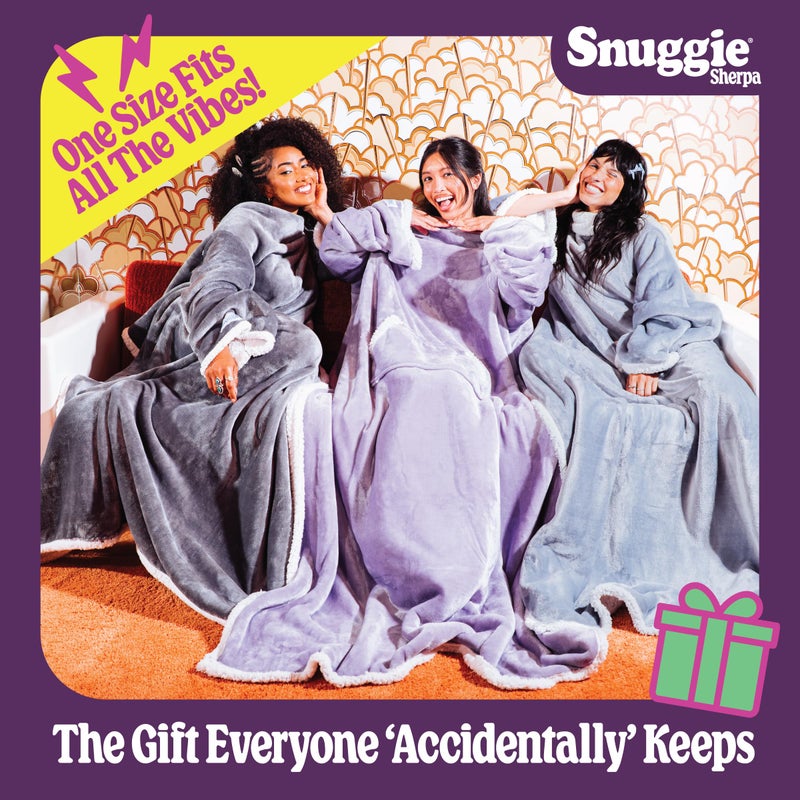 Snuggie The Original Wearable Blanket With Sleeves & Pockets | Sherpa, Cozy Oversized Throw for Adult Men & Women, Machine Washable, Great Gift for Holidays, As Seen on TV | One Size, Lilac, 71 x 54 - Image 3