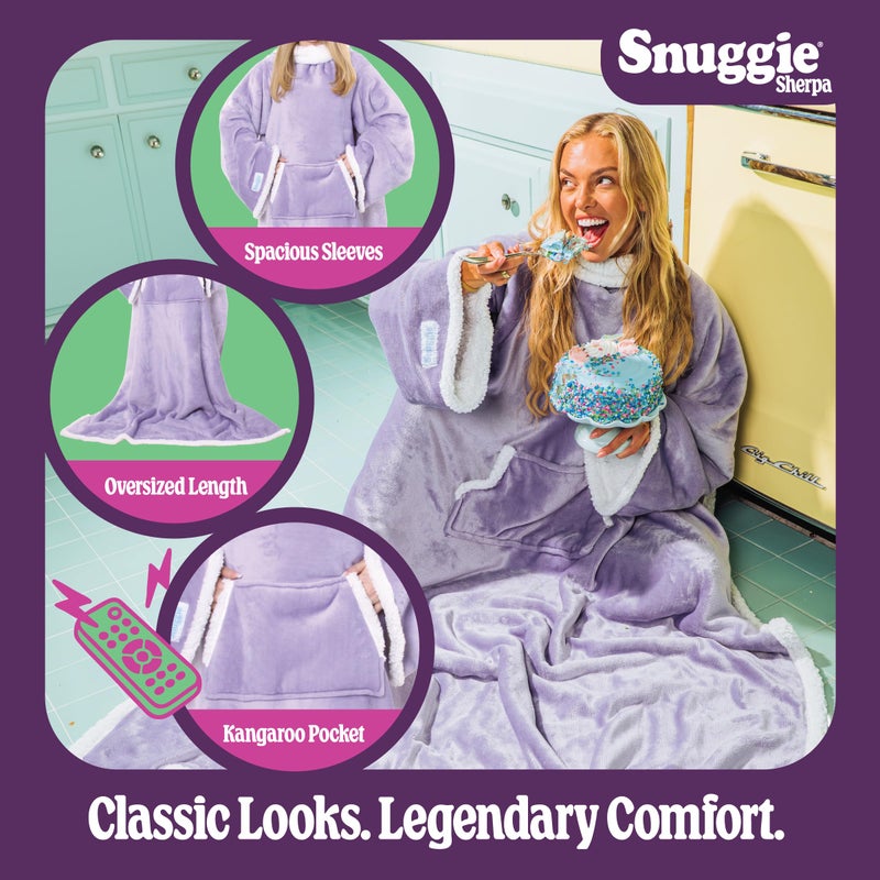 Snuggie The Original Wearable Blanket With Sleeves & Pockets | Sherpa, Cozy Oversized Throw for Adult Men & Women, Machine Washable, Great Gift for Holidays, As Seen on TV | One Size, Lilac, 71 x 54 - Image 2