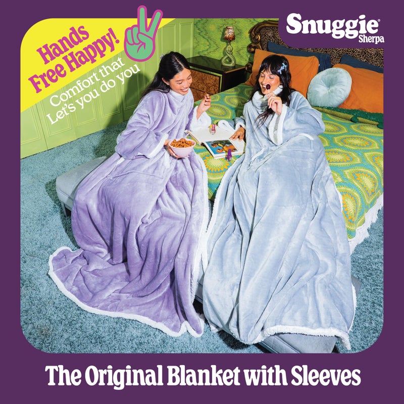 Snuggie The Original Wearable Blanket With Sleeves & Pockets | Sherpa, Cozy Oversized Throw for Adult Men & Women, Machine Washable, Great Gift for Holidays, As Seen on TV | One Size, Lilac, 71 x 54 - Image 4