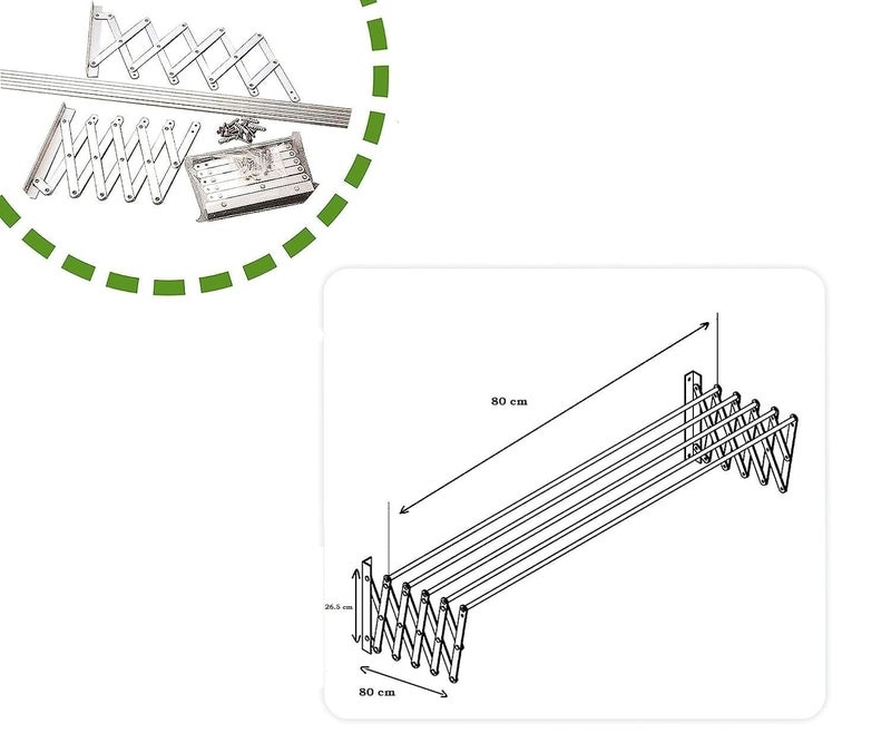 Naivete Foldable Extendable Drying RackSuitable for Hanging All Types of ClothesIdeal for Interior and Exterior Made of Heavy Resistance Aluminum for Bathroom Indoor Outdoor80 x 265 x 13CM1PC - Image 2