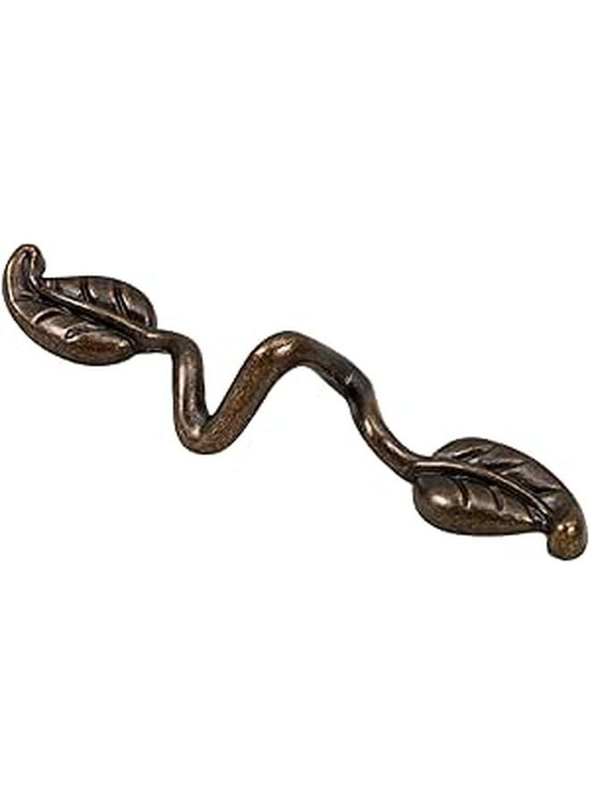 Vintage Zinc Alloy Leaf Cabinet Handle 76mm Hole Center for 18mm Thickness Furniture - Image 1