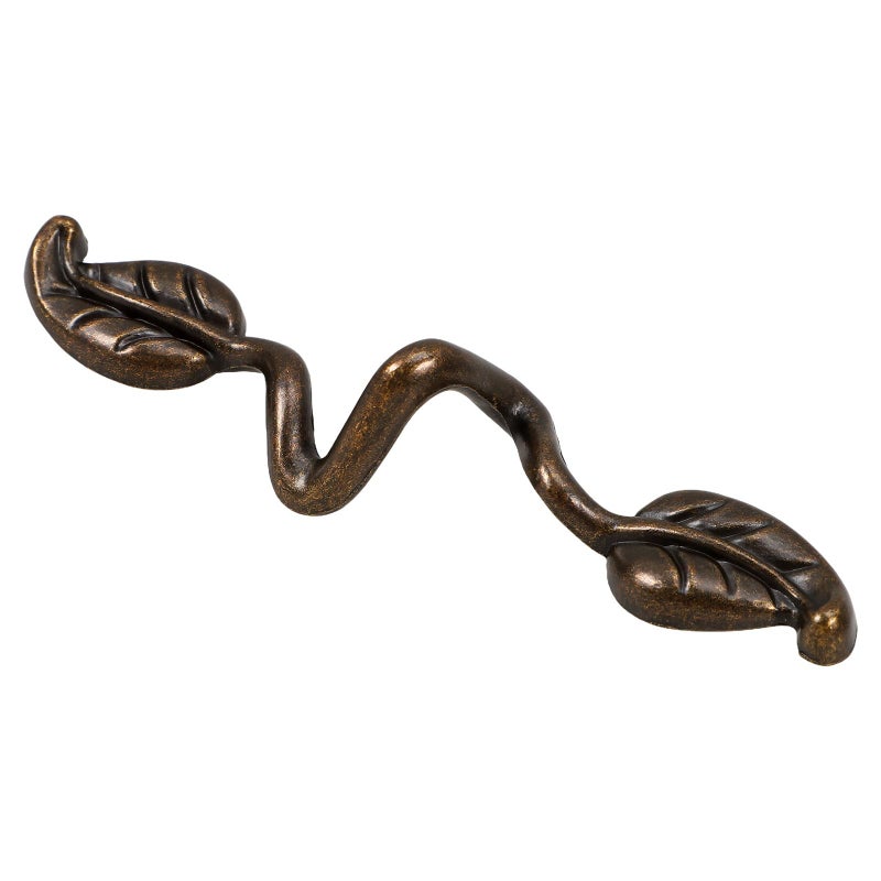 Vintage Zinc Alloy Leaf Cabinet Handle 76mm Hole Center for 18mm Thickness Furniture - Image 2