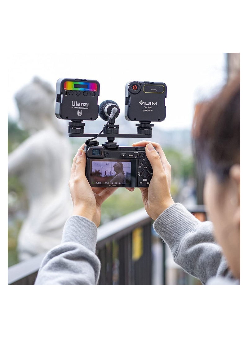 Y&D Camera Cold Shoe Extension Mount, Three Mouth 1/4 Screw Hole 180 Degree Rotation Expansion Bracket, Vlog Accessories Kits, for Gopro, iPhone, Sony Canon - Image 2