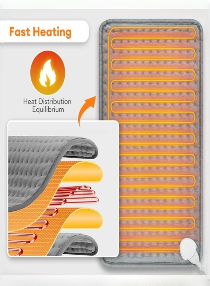 وسادة تدفئة كهربائية للخصر والجسم، مزودة بشاشة LCD، 9 مستويات حرارة، 4 إعدادًا للمؤقت، ملمس ناعم، تسخين سريع، قابلة للغسل في الغسالة - 60×30 سم، مثالية للظهر والبطن والساقين وغيرها - Image 3