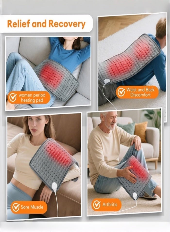 وسادة تدفئة كهربائية للخصر والجسم، مزودة بشاشة LCD، 9 مستويات حرارة، 4 إعدادًا للمؤقت، ملمس ناعم، تسخين سريع، قابلة للغسل في الغسالة - 60×30 سم، مثالية للظهر والبطن والساقين وغيرها - Image 4