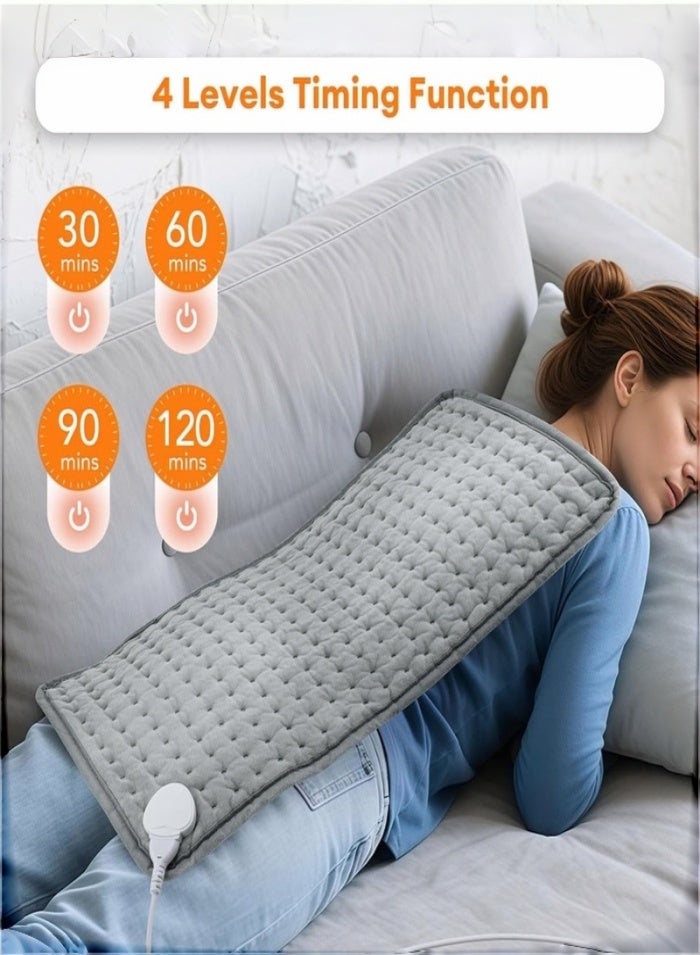 وسادة تدفئة كهربائية للخصر والجسم، مزودة بشاشة LCD، 9 مستويات حرارة، 4 إعدادًا للمؤقت، ملمس ناعم، تسخين سريع، قابلة للغسل في الغسالة - 60×30 سم، مثالية للظهر والبطن والساقين وغيرها - Image 2