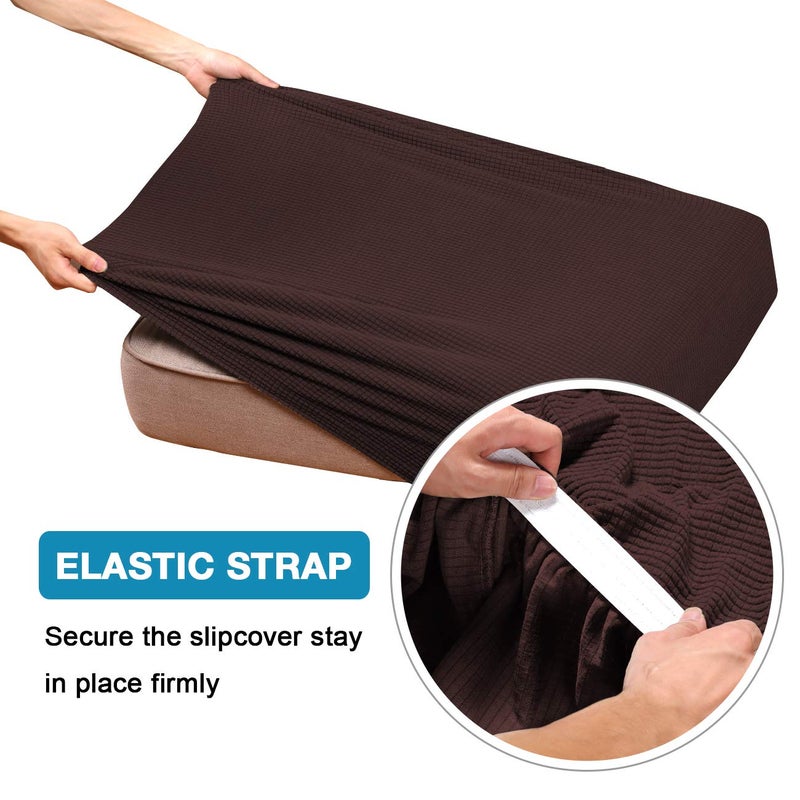 Flamingo P Stretch Couch Cushion Covers Furniture Protector for Sofa Seat Slipcovers Cushion Covers for 3 Cushion Couch Flexibility with Elastic Bottom (3 Seat Cushion Cover  Brown) - Image 5