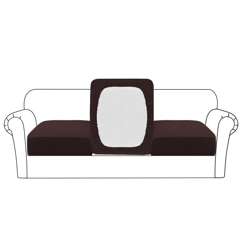 Flamingo P Stretch Couch Cushion Covers Furniture Protector for Sofa Seat Slipcovers Cushion Covers for 3 Cushion Couch Flexibility with Elastic Bottom (3 Seat Cushion Cover  Brown) - Image 1