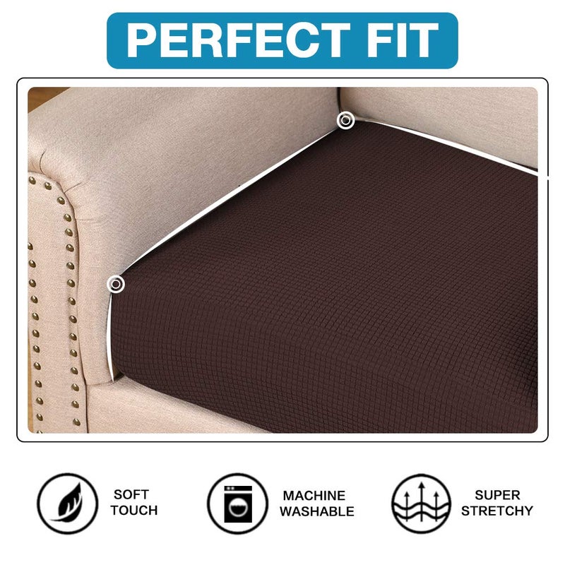 Flamingo P Stretch Couch Cushion Covers Furniture Protector for Sofa Seat Slipcovers Cushion Covers for 3 Cushion Couch Flexibility with Elastic Bottom (3 Seat Cushion Cover  Brown) - Image 4