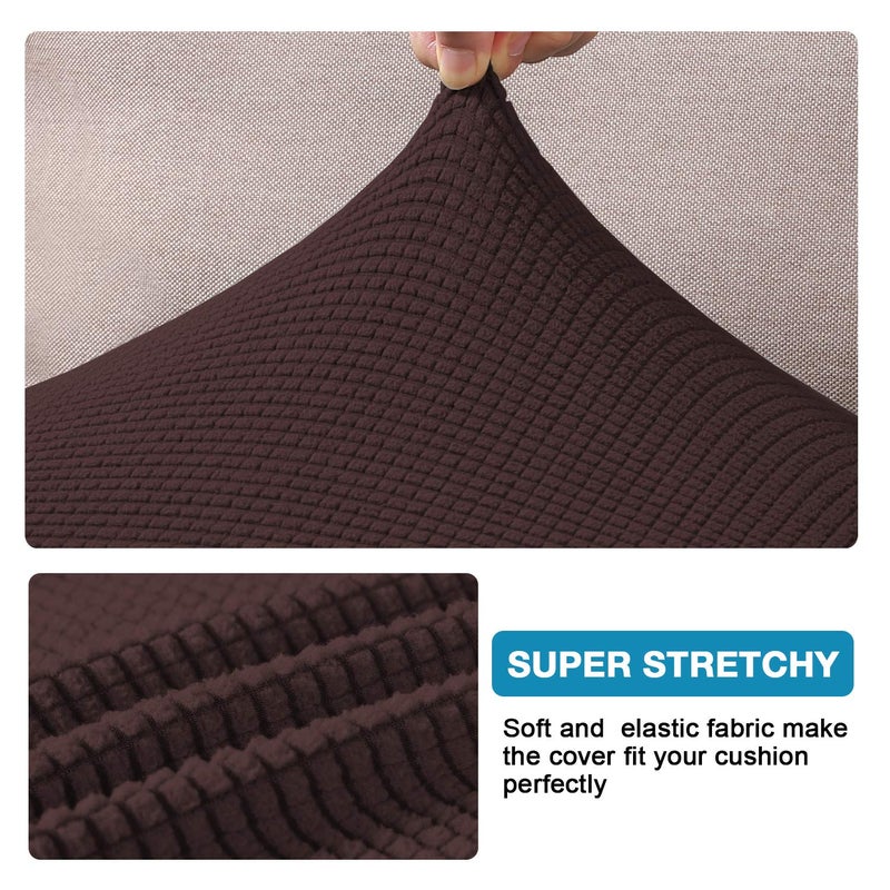 Flamingo P Stretch Couch Cushion Covers Furniture Protector for Sofa Seat Slipcovers Cushion Covers for 3 Cushion Couch Flexibility with Elastic Bottom (3 Seat Cushion Cover  Brown) - Image 3