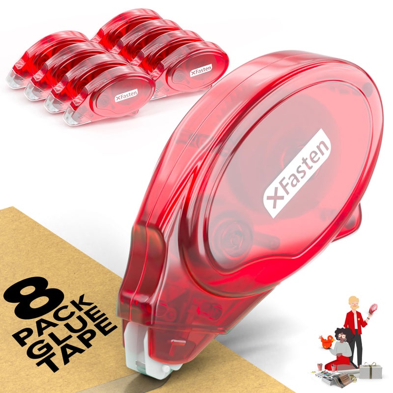 XFasten Adhesive Roller for Scrapbooking, 8mm x 30ft 8-Pack Double Sided Glue Tape Roller, Scrapbook Supplies for Adults, Photo Tape for Scrapbooking - Image 1