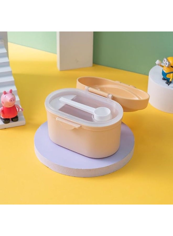 MiniMe Crown‑Lid Milk Powder Container | BPA‑Free PP | 500 ml | Beige & Yellow | Airtight Silicone Seal, One‑Touch Flip Lid & Heart Lock | Portable Formula Dispenser for Travel, Daycare, Home - Image 2
