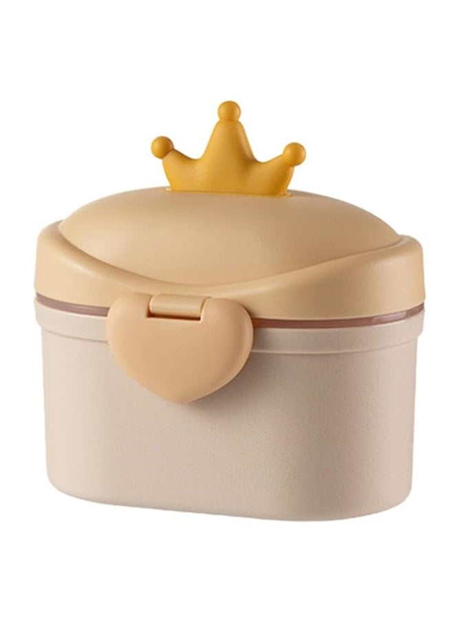 MiniMe Crown‑Lid Milk Powder Container | BPA‑Free PP | 500 ml | Beige & Yellow | Airtight Silicone Seal, One‑Touch Flip Lid & Heart Lock | Portable Formula Dispenser for Travel, Daycare, Home - Image 1