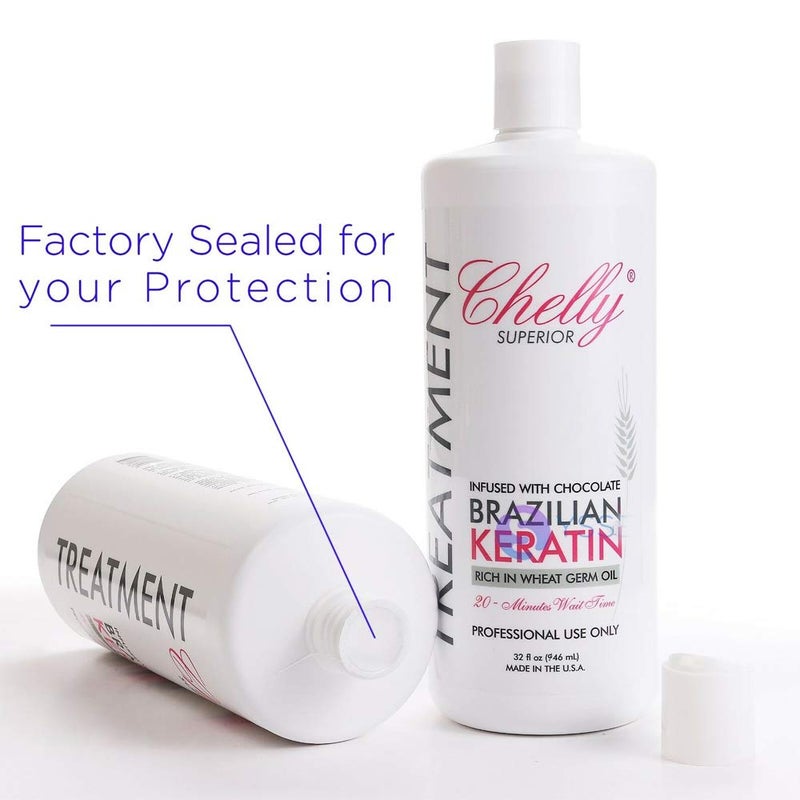 Chelly Superior Infused with Chocolate Brazilian Keratin Treatment 946ml (32 fl oz) | Progressive Brush | Straightening & Smoothing System | Hair Straightening Therapy | 100% Straight Hair | Frizzy Free - Image 4