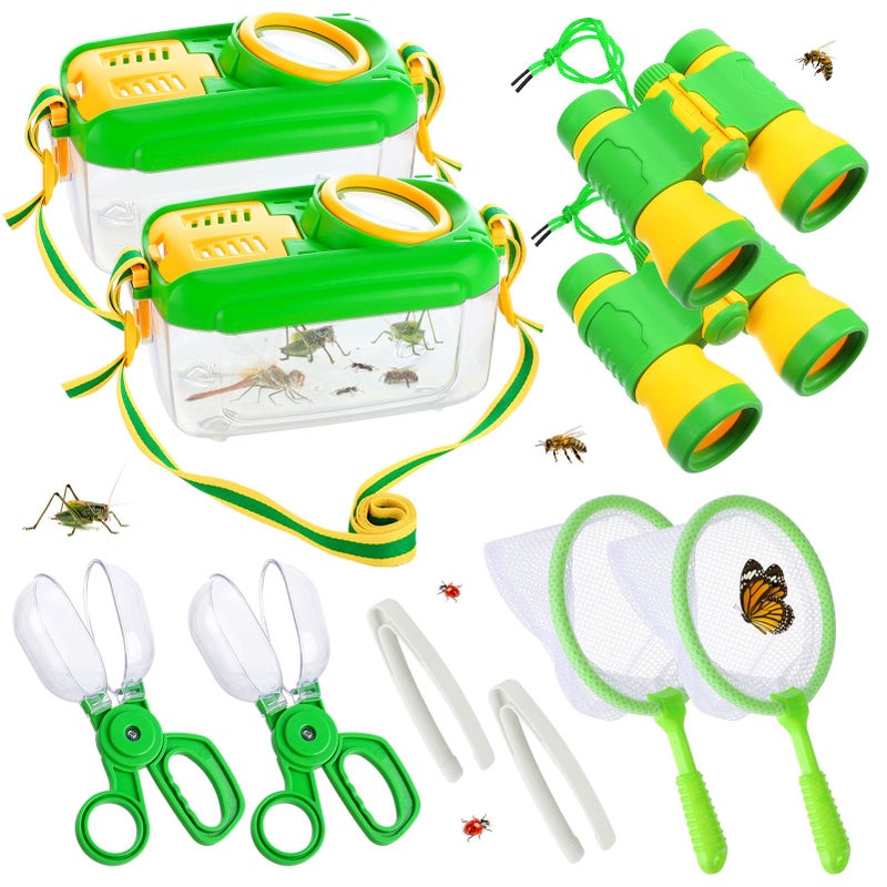 Biubee 2Sets Bug Catcher for Kids Sturdy Bugs Catching Kit Gifts with Binoculars Butterfly Net Collector Insect Catcher Tweezer Bug Habitat Outdoor Explorer Kit for 3 4 5 6 7 8 Children - Image 3