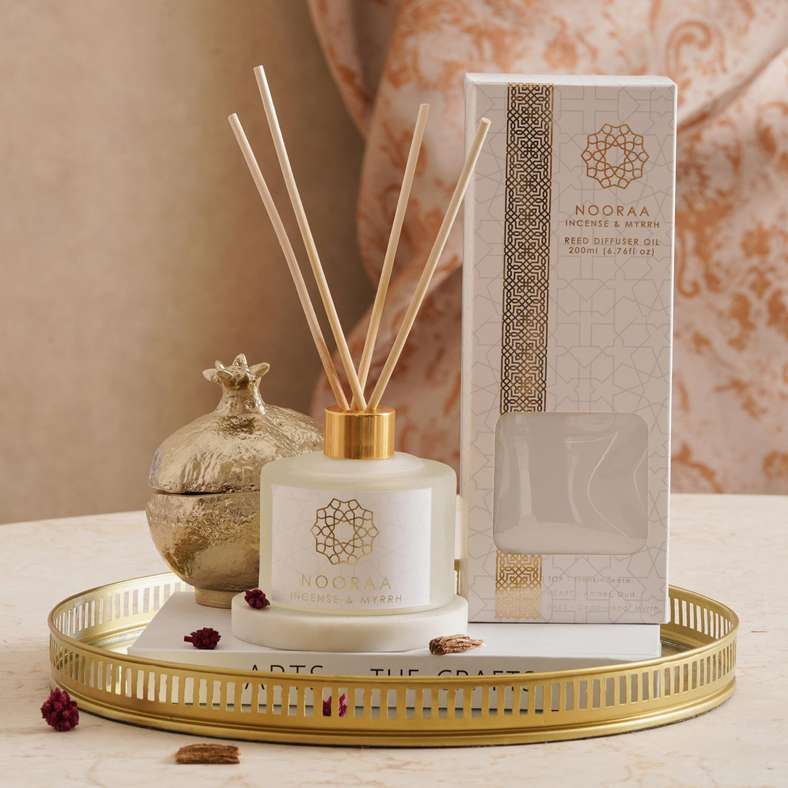 Pan Home Nooraa Incense Myrrh Reed Diffuser - Gold