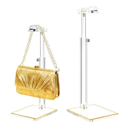 SHUNKAIZS Adjustable Purse Display Stands 2pc9 to 161324 Acrylic Purse Holder Stand 85mm Thick Base Clear Handbag Hanging Stand for Vendor Boutique Retail Counter Display Tote Bag Clutch Jewelry - Image 1