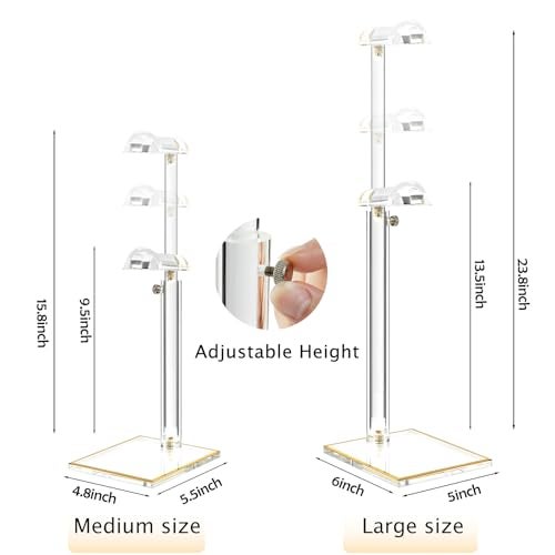 SHUNKAIZS Adjustable Purse Display Stands 2pc9 to 161324 Acrylic Purse Holder Stand 85mm Thick Base Clear Handbag Hanging Stand for Vendor Boutique Retail Counter Display Tote Bag Clutch Jewelry - Image 3