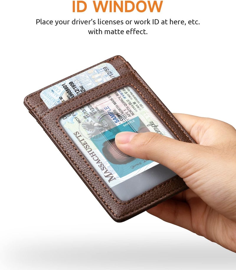 Buffway Mens Slim Wallet, Minimalist Thin Front Pocket Leather Credit Card Holder with RFID Blocking for Work Travel - Image 4