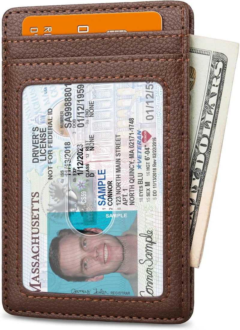 Buffway Mens Slim Wallet, Minimalist Thin Front Pocket Leather Credit Card Holder with RFID Blocking for Work Travel - Image 2