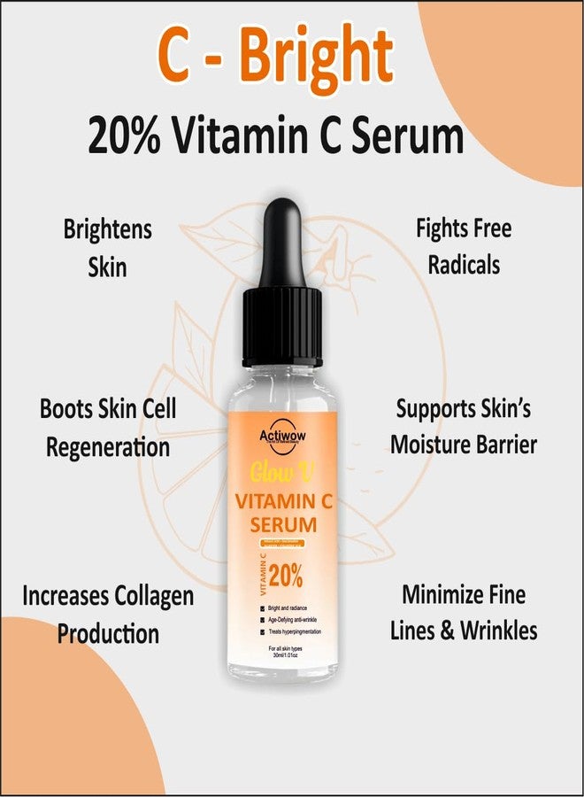 Actiwow 20% Vitamin C Serum with Ferulic Acid and Niacinamide, 30ml, Brightens Complexion, Anti-ageing, Anti-wrinkle - 30ml - Image 2