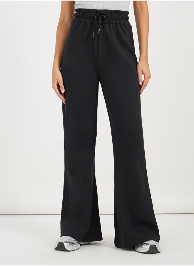 Styli Styli Solid Drawstring Waist Flared Joggers  - Image 2