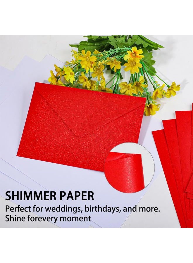 UoeRing 50 Pcs Red Self Seal A7 Envelopes 5x7 Inches (5.31×7.67in) - Printable & Handwritten Friendly, Includes 50 Matte Gold Premium Sealing Stickers - Image 4