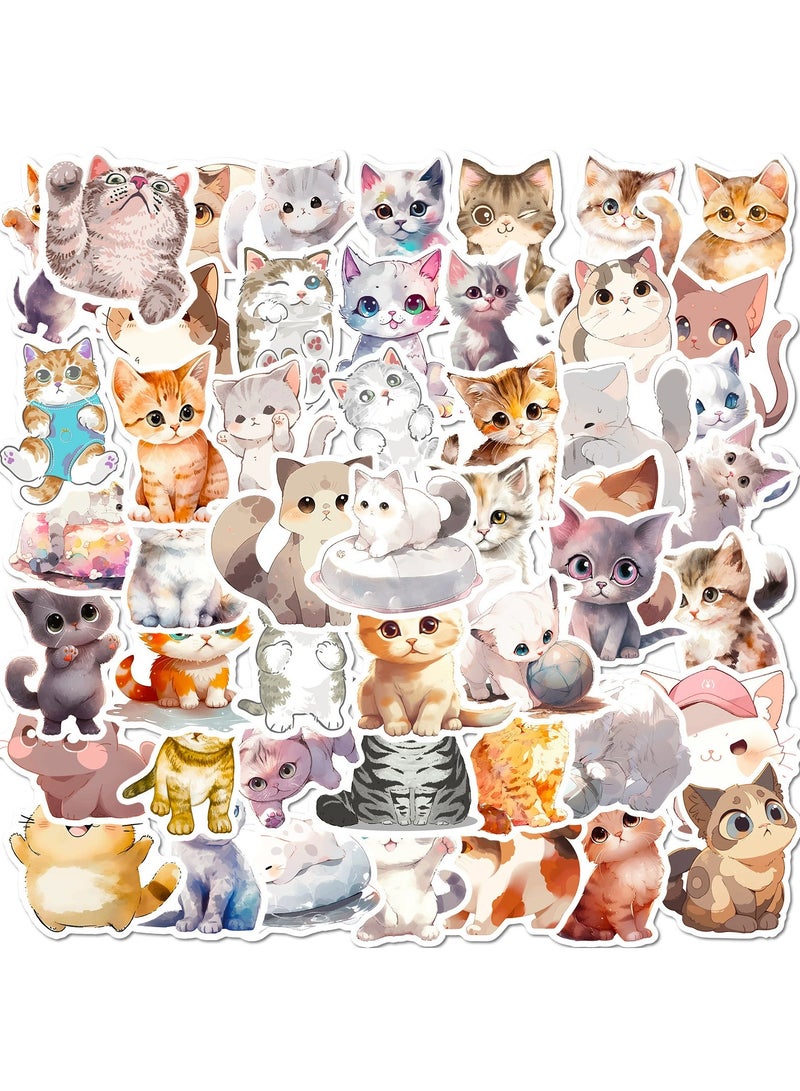 Goolsky 50pcs Pastel Watercolor Cat Stickers Cartoon Ink Cat Cute Cute Pet Stickers Laptop Stickers Refrigerator Stickers DIY Decorative Stickers - Image 1