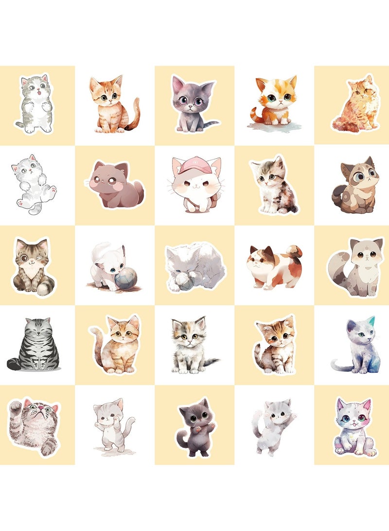 Goolsky 50pcs Pastel Watercolor Cat Stickers Cartoon Ink Cat Cute Cute Pet Stickers Laptop Stickers Refrigerator Stickers DIY Decorative Stickers - Image 2